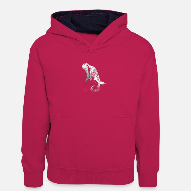 elephant black - Sweat à capuche contrasté Ado - rose/bleu marine