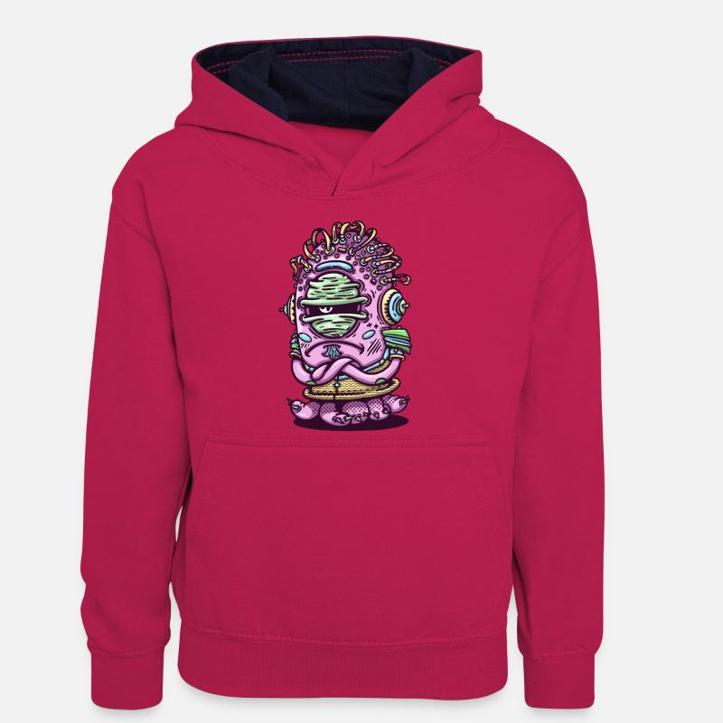 Créature extraterrestre rose de l’espace - Sweat à capuche contrasté Ado - rose/bleu marine