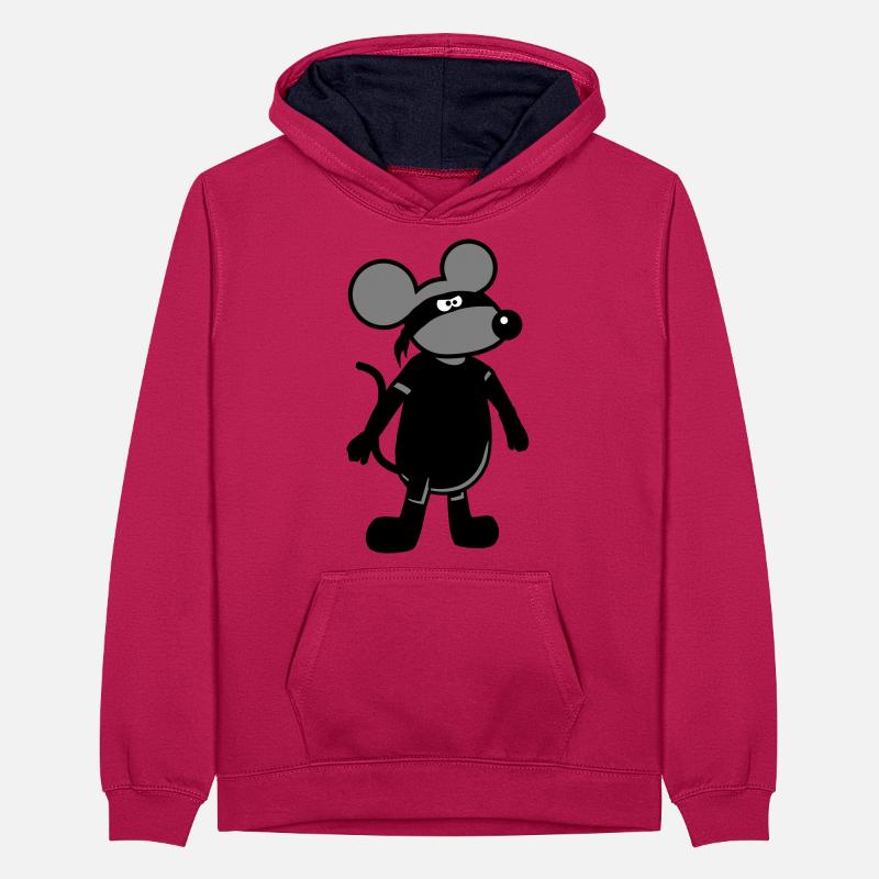 Maus Böse Räuber Ninja Überfall Dieb Einbrecher Teenager Kontrast-Hoodie