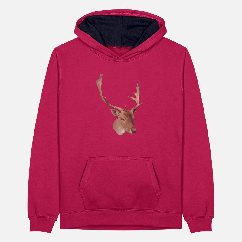 Hirschkopf Sweat à capuche contrasté Ado