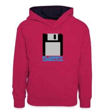 Diskette Generation 3.5 - Teenager Kontrast-Hoodie - Pink/Navy - Vorne