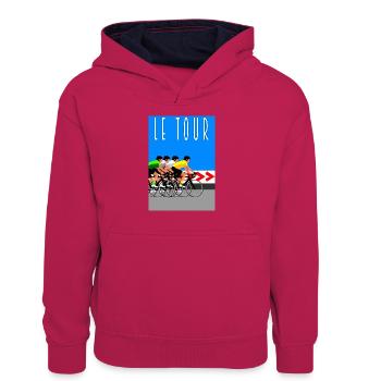 Le tour - Sweat à capuche contrasté Ado - rose/bleu marine - Devant