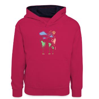 Peinture douce, peinture pour enfants - Sweat à capuche contrasté Ado - rose/bleu marine - Devant
