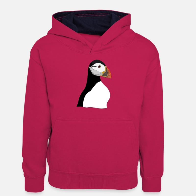 Empreinte de tête de macareux - Sweat à capuche contrasté Ado - rose/bleu marine