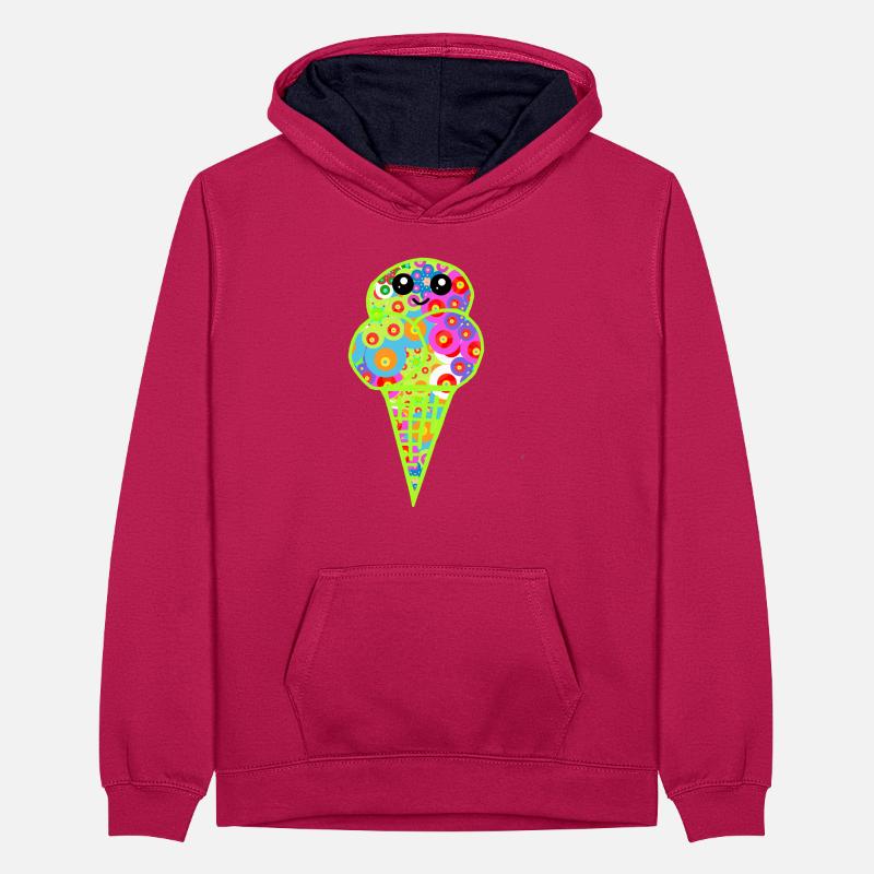 Retro Eis Vintage Kinder Kind 60er  Sweat à capuche contrasté Ado