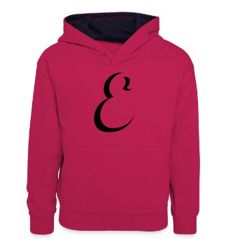 Letter E, Name, der Buchstabe E - Teenager Kontrast-Hoodie - Pink/Navy - Vorne