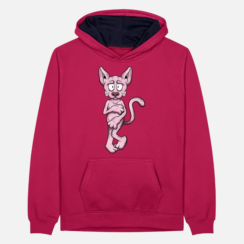Nackte Sphynx Katze Teenager Kontrast-Hoodie