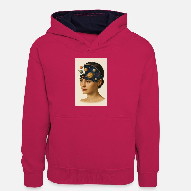 L’ de l’astronomie - Sweat à capuche contrasté Ado - rose/bleu marine