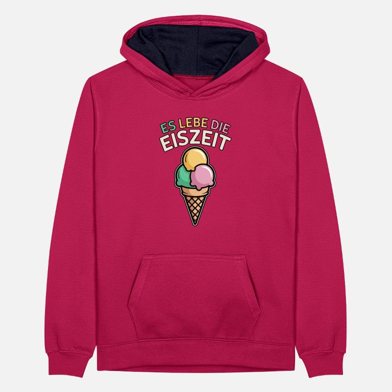 Es lebe die Eiszeit - eiscreme Teenager Kontrast-Hoodie