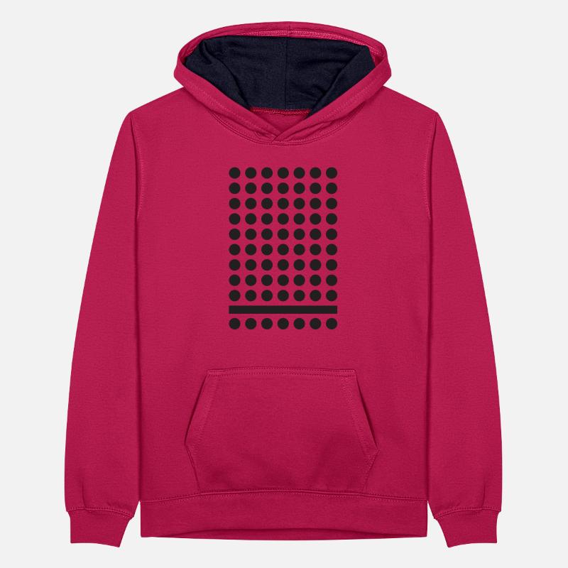 Monochrome Dot Grid Pattern Teenager Contrast Hoodie