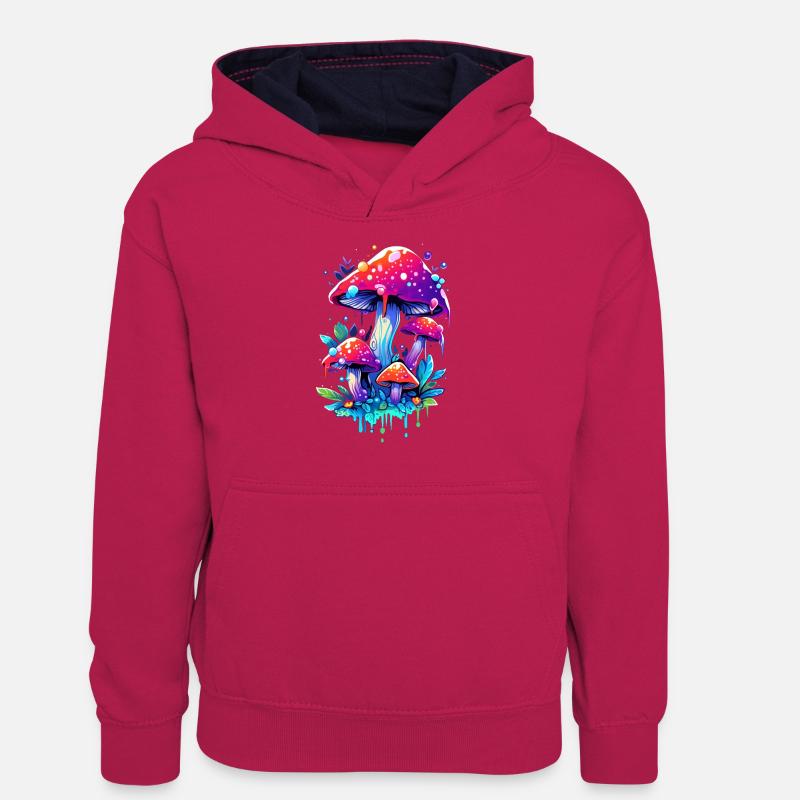 champignon - Sweat à capuche contrasté Ado - rose/bleu marine