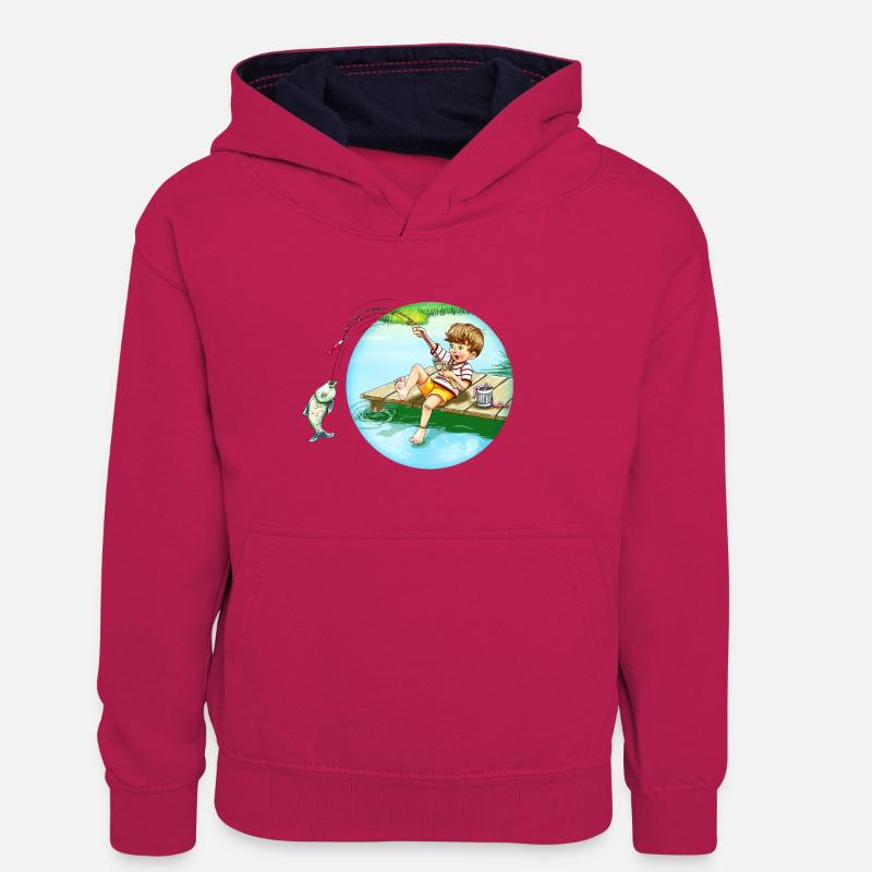 Grosse prise - Sweat à capuche contrasté Ado - rose/bleu marine
