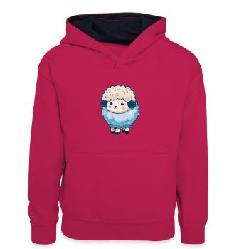 Totally cute sheep - Teenager Contrast Hoodie - pink/navy - Front