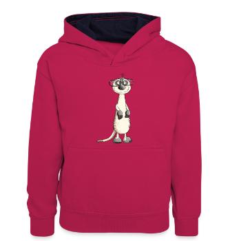 Lustiges Nerdmännchen Erdmännchen I Nerd - Teenager Kontrast-Hoodie - Pink/Navy - Vorne
