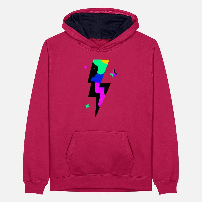 Neon-Blitzausbruch Teenager Kontrast-Hoodie