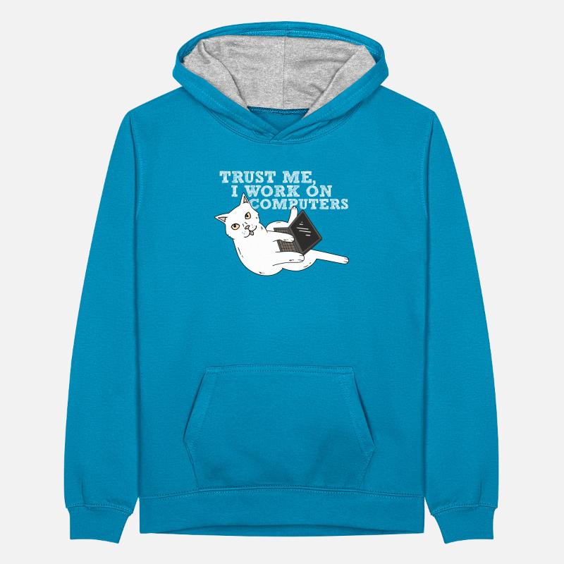 Programmeur de chat informatique Sweat à capuche contrasté Ado