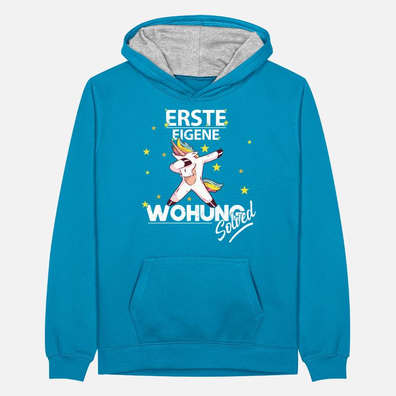 ERSTE EIGENE WOHNUNG SOLVED Einzug Umzug Geschenk Teenager Kontrast-Hoodie