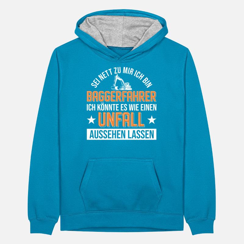 Baggerfahrer Unfall Bagger Geschenk Teenager Kontrast-Hoodie