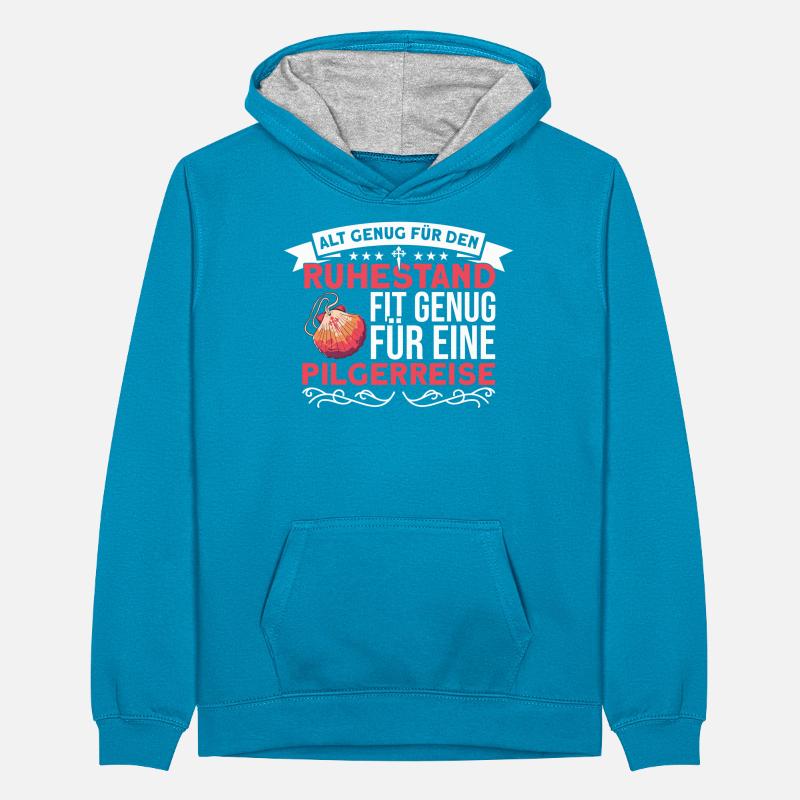 Pilger Jakobsweg Ruhestand Geschenk Teenager Kontrast-Hoodie