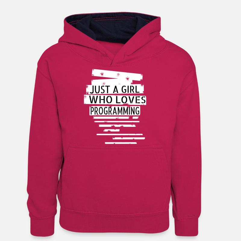 internet coding engineer - Teenager Contrast Hoodie - pink/navy