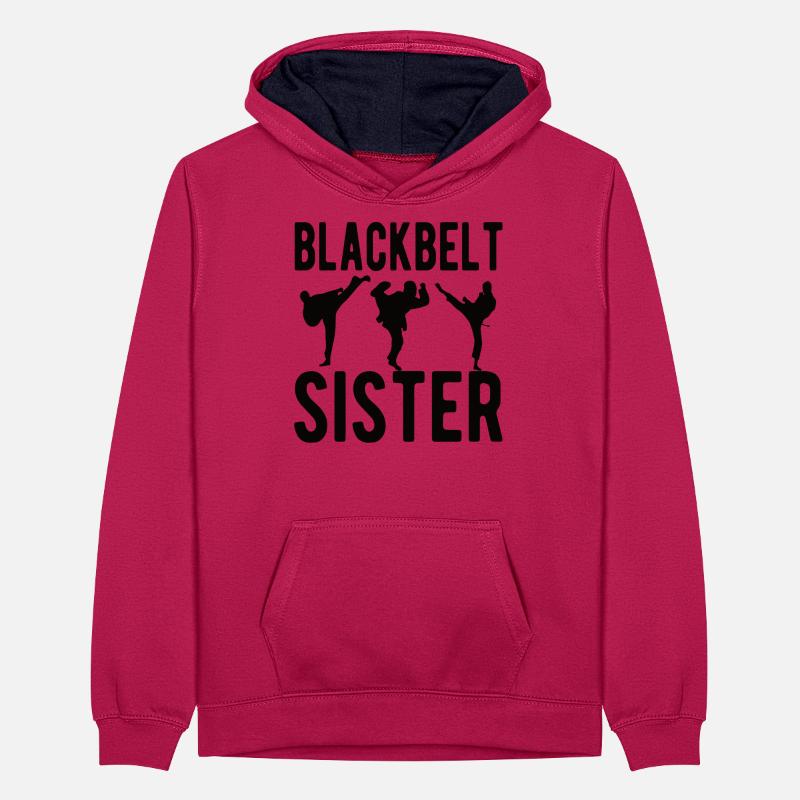 Stolze Karate Schwester Schwarzer Gürtel Schwester Teenager Kontrast-Hoodie