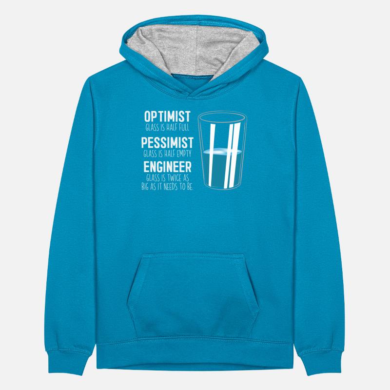 Funny Engineering Computer Civil Optimist Glas Teenager Kontrast-Hoodie