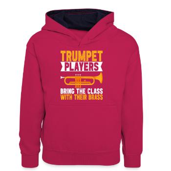 Trompete Trompetenspieler - Teenager Kontrast-Hoodie - Pink/Navy - Vorne