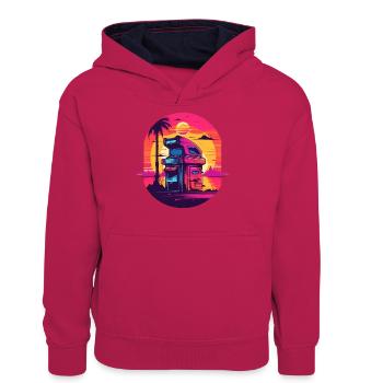 Game Over Arcade-Stil Retro Konsolen-Controller - Teenager Kontrast-Hoodie - Pink/Navy - Vorne