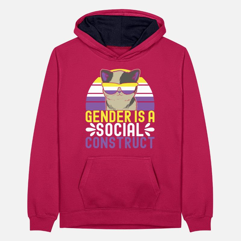Non Binary Pride Genderqueer Teenager Kontrast-Hoodie