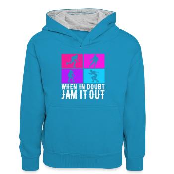 Roller derby - Teenager Contrast Hoodie - peacock blue/heather grey - Front