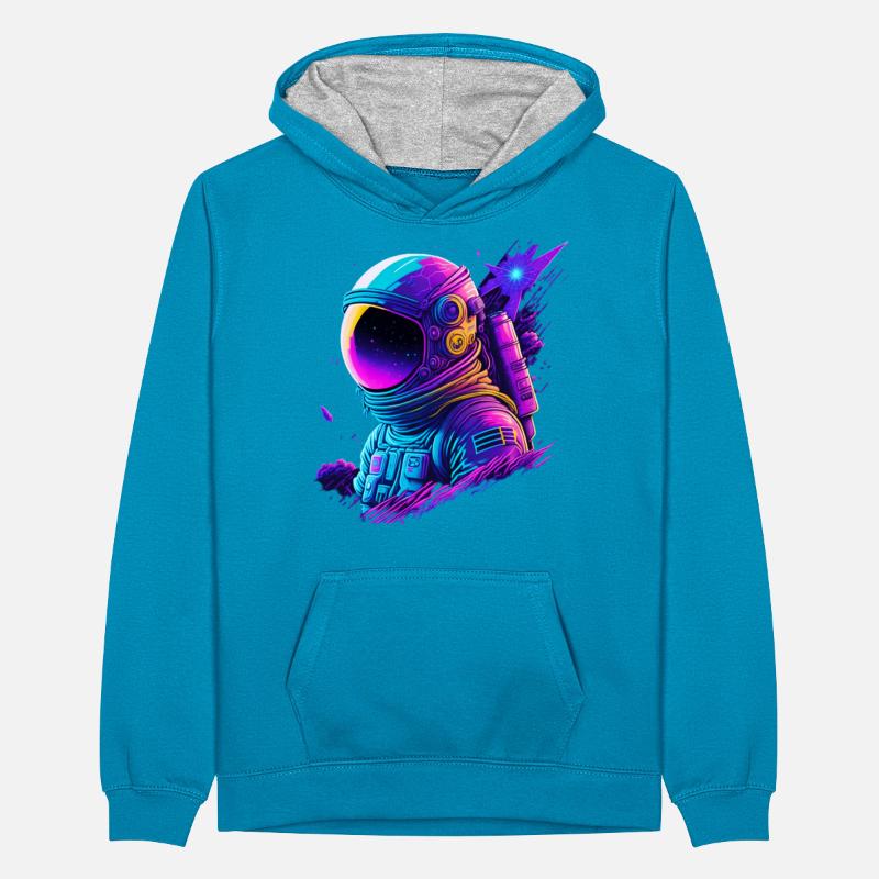 Synthwave Astronaute Space Explorer Sweat à capuche contrasté Ado