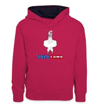 4. Juli Papa Lama - Teenager Kontrast-Hoodie - Pink/Navy - Vorne