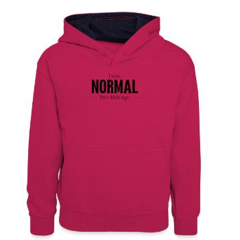 I was normal before two children giving birth to twins - Teenager Contrast Hoodie - pink/navy - Front
