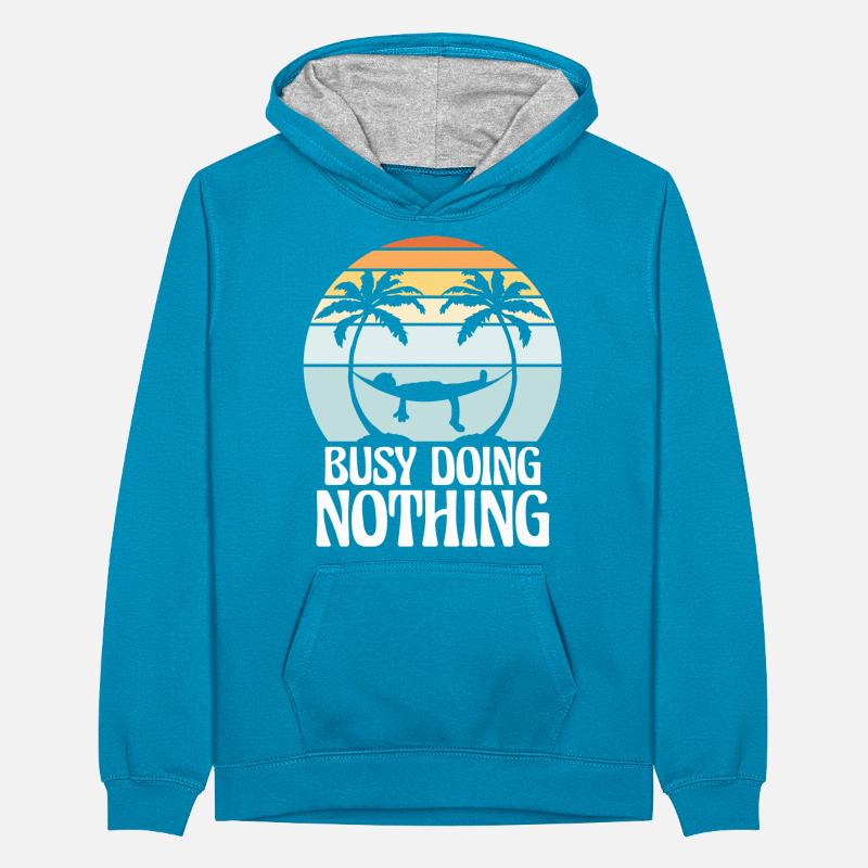 Busy Doing Nothing Hammock Relaxed Happy Teenager Contrast Hoodie