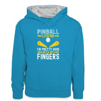 Pinball Flipper - Teenager Contrast Hoodie - peacock blue/heather grey - Front