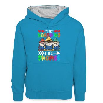 Garden Gnomes Gardening - Teenager Contrast Hoodie - peacock blue/heather grey - Front