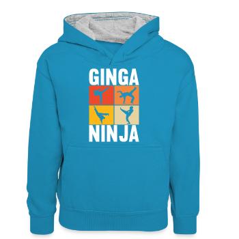 Capoeira Capoeirista - Teenager Contrast Hoodie - peacock blue/heather grey - Front