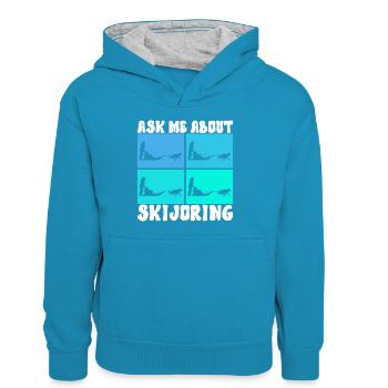 Schlittenfahren Schlittenhunde - Teenager Kontrast-Hoodie - Pfauenblau/Grau meliert - Vorne