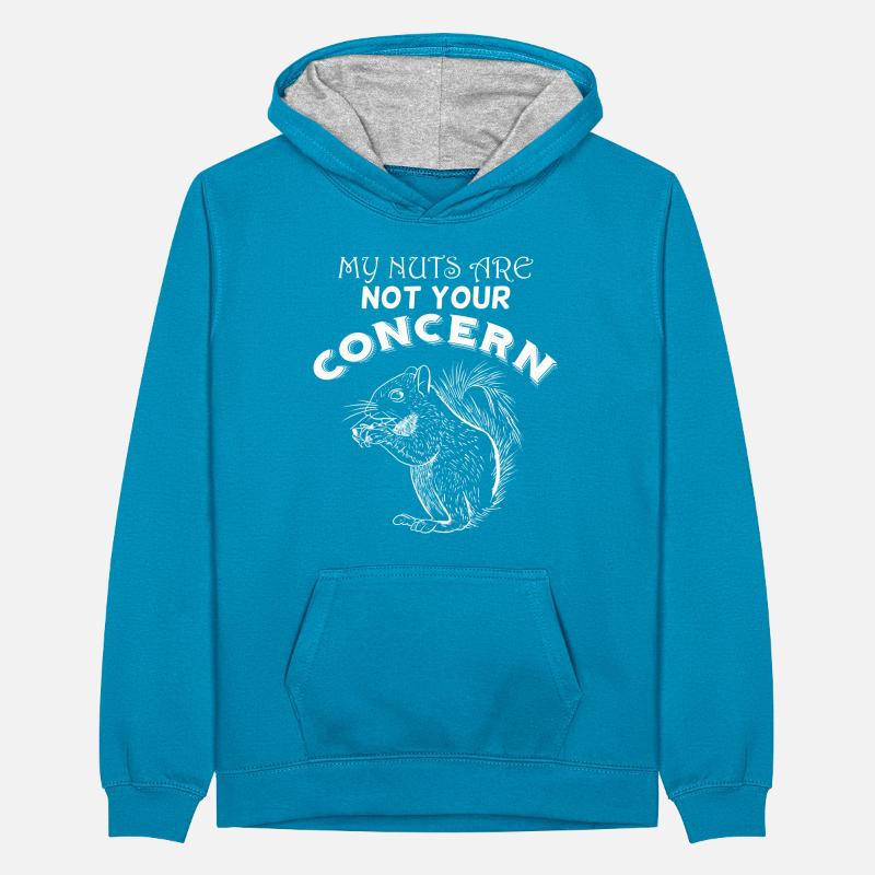 My Nuts Are Not Your Concern Funny Squirrel Fun Teenager Contrast Hoodie