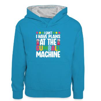 Machine à chewing-gum Machine à chewing-gum - Sweat à capuche contrasté Ado - bleu paon/gris chiné - Devant