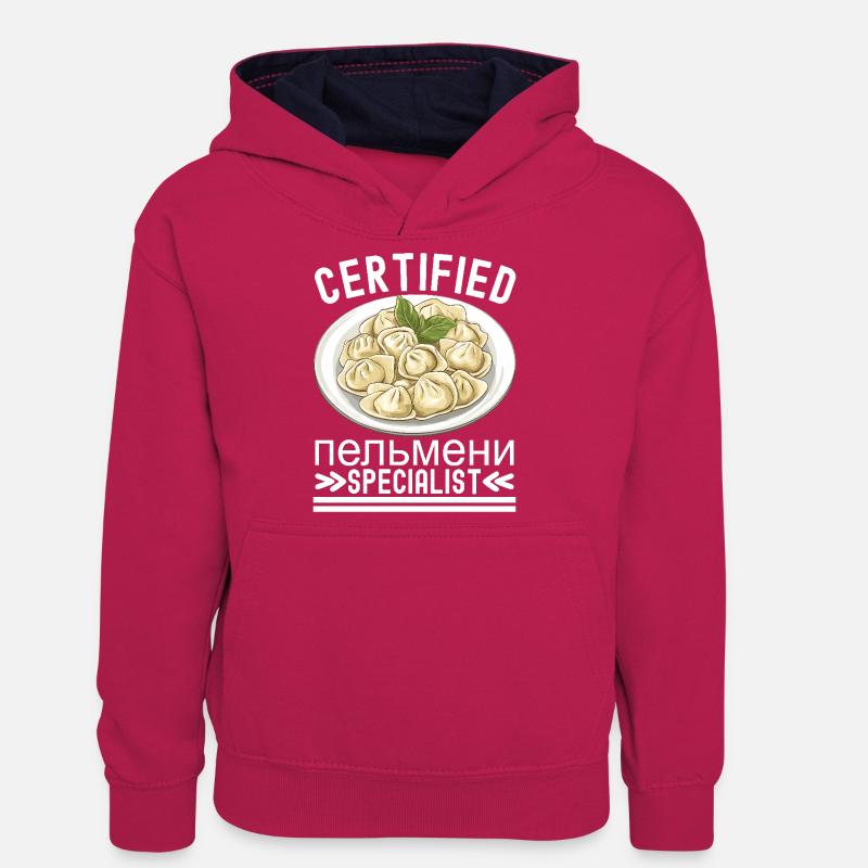 Pelmeni Cuisine russe - Sweat à capuche contrasté Ado - rose/bleu marine