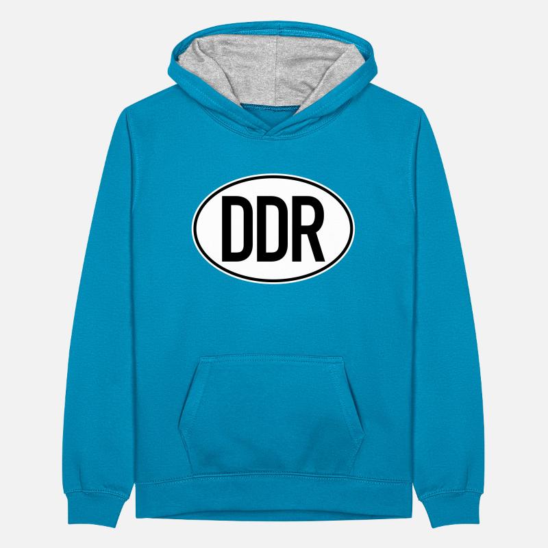 Plaque d’immatriculation DDR (bicolore) Sweat à capuche contrasté Ado