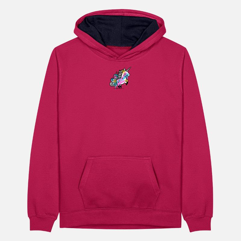 Illustration de licorne éclaboussure colorée Sweat à capuche contrasté Ado