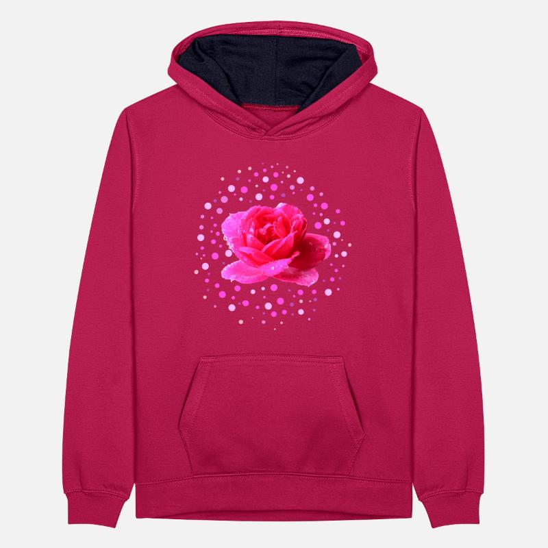 rosa Rose Muttertag Teenager Kontrast-Hoodie