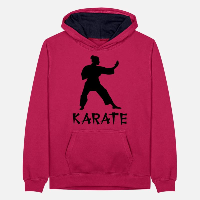 Karate Teenager Kontrast-Hoodie