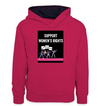 Frauenrechte - Teenager Kontrast-Hoodie - Pink/Navy - Vorne