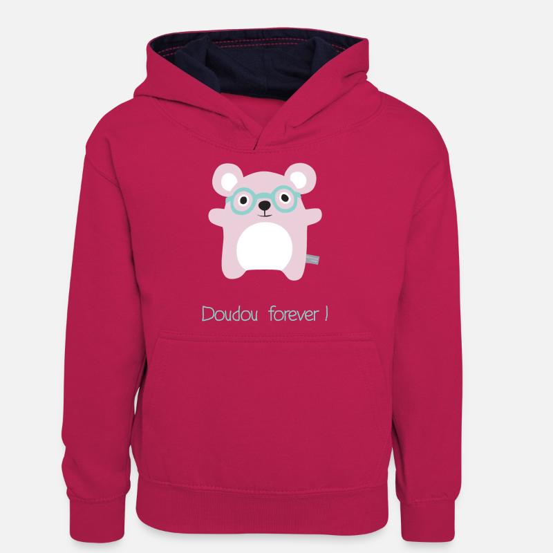 Doudou forever - Sweat à capuche contrasté Ado - rose/bleu marine