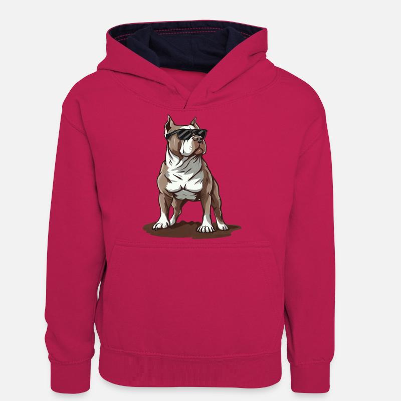 Cadeaux de propriétaire de pitbull - Sweat à capuche contrasté Ado - rose/bleu marine