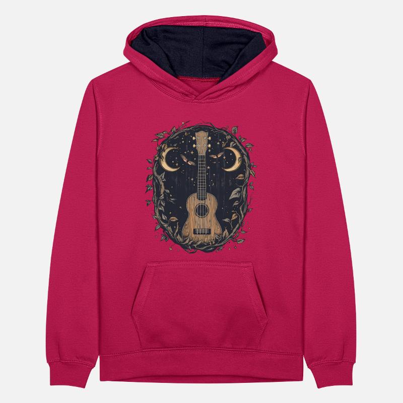 Gothic Uke with  Moon Moth Teenager Kontrast-Hoodie