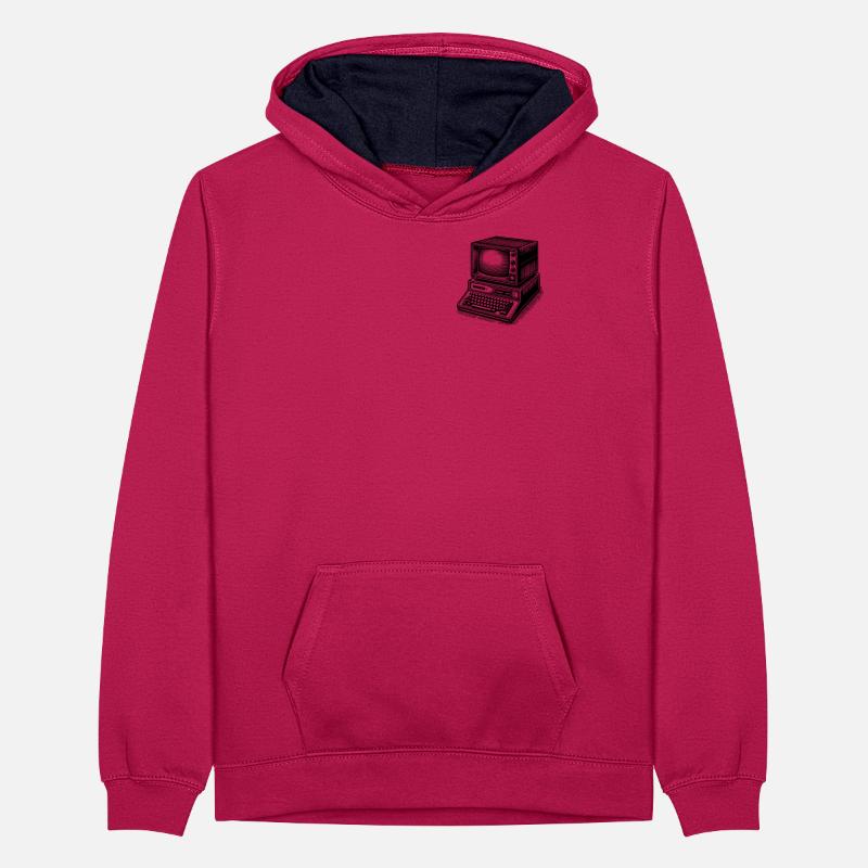 Klassischer Retro-PC Teenager Kontrast-Hoodie